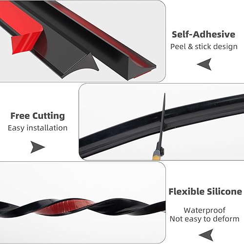 Miniatura 4 de Tapón de barrera de agua para umbral de ducha de 67 pulgadas para parte inferior de la puerta de ducha sin marco, protector de salpicaduras de agua