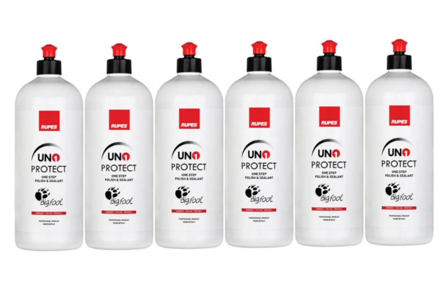 Rupes UNO Protect Series Six Count 1 Liter Bottles of One Step Polish and Sealant Compound - Remove Light Defects, Protected Finish, Minimal Effort, Durable Protective Layer & Easy to Apply