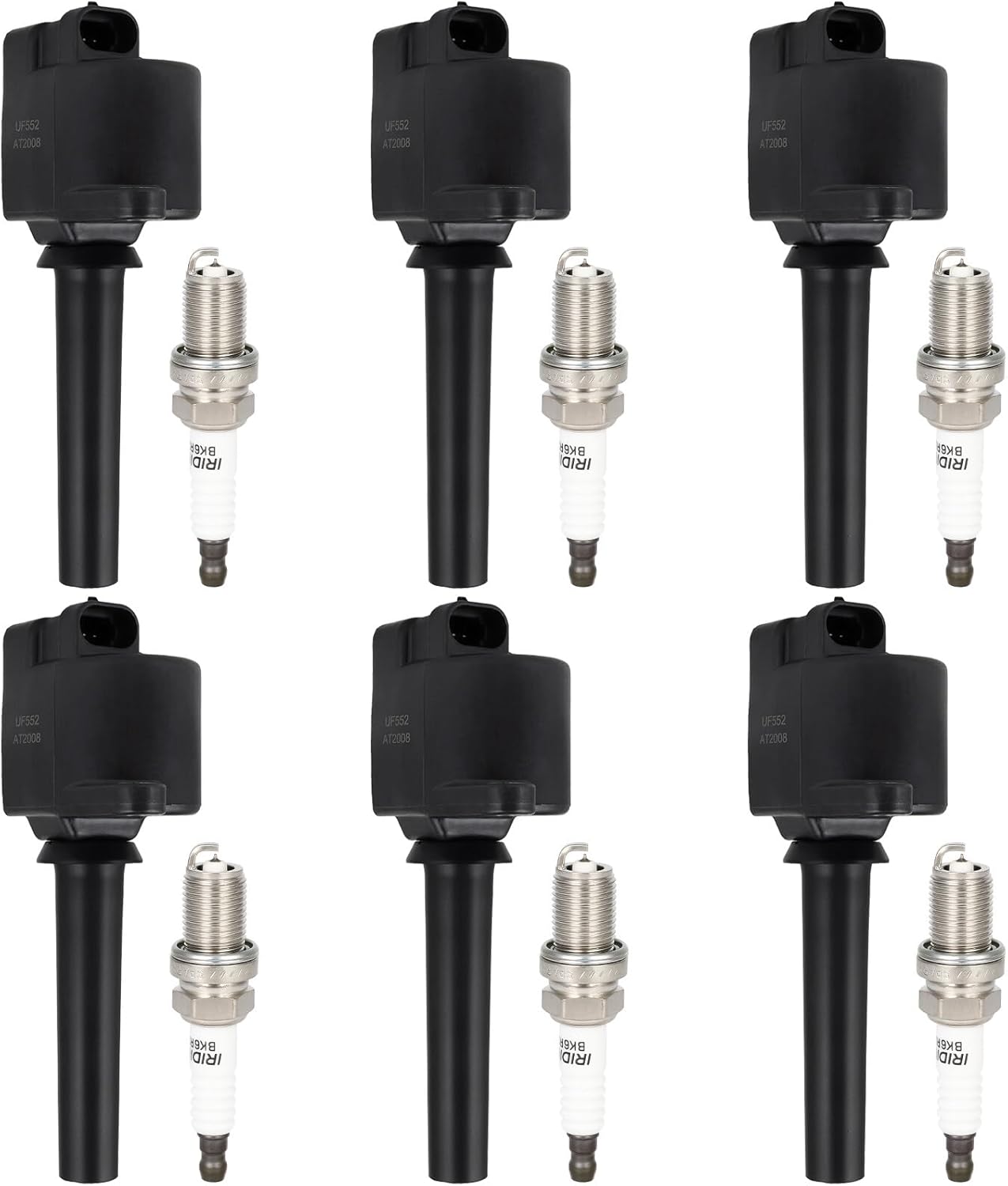 ECCPP 6 ignition coils with 6 iridium Spark Plugs,UF552,coils packs,for Suzuki Verona 2004 &,for Chevrolet Epica 2004,2.5L,UF552 5C1480,GN10676