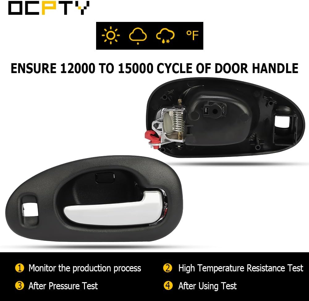 OCPTY Front Left Driver Door Handle Fit 1999-2004 for Chrysler 300M, Concorde, LHS - Black ABS Plastic Push Button Handle