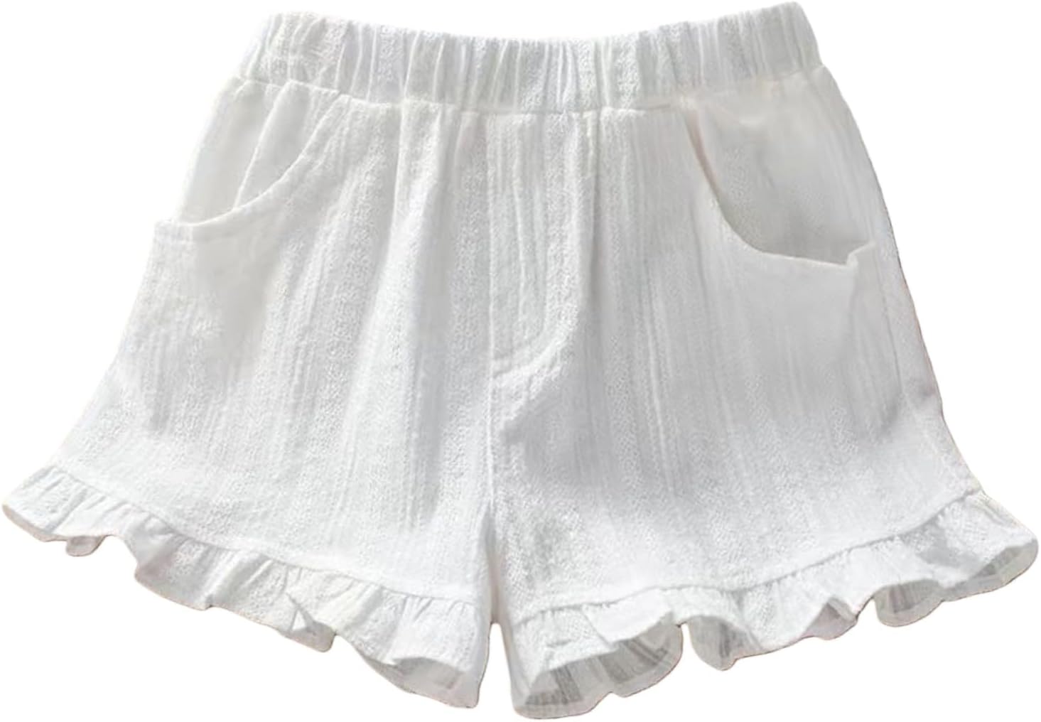 Toddler Girls Cotton Linen Shorts Elastic Waist Wide Leg Ruffle Hem Loose Casual Summer Hot Pants Kids Soft Baggy Flare Pants