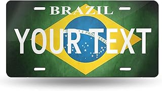 Personalized Custom Brazil Flag License Plate for Front of Car, Customized Front Text License Plates for Cars, Custom Car Tags - 6" X 12" - Aluminum License Plate