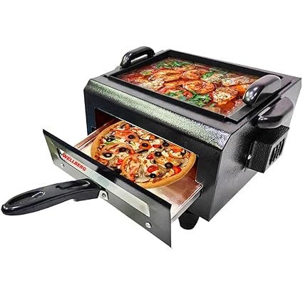 Wellberg iron 2 in 1 Electric Tandoor with 6 Gifts (Black, 10 IN)