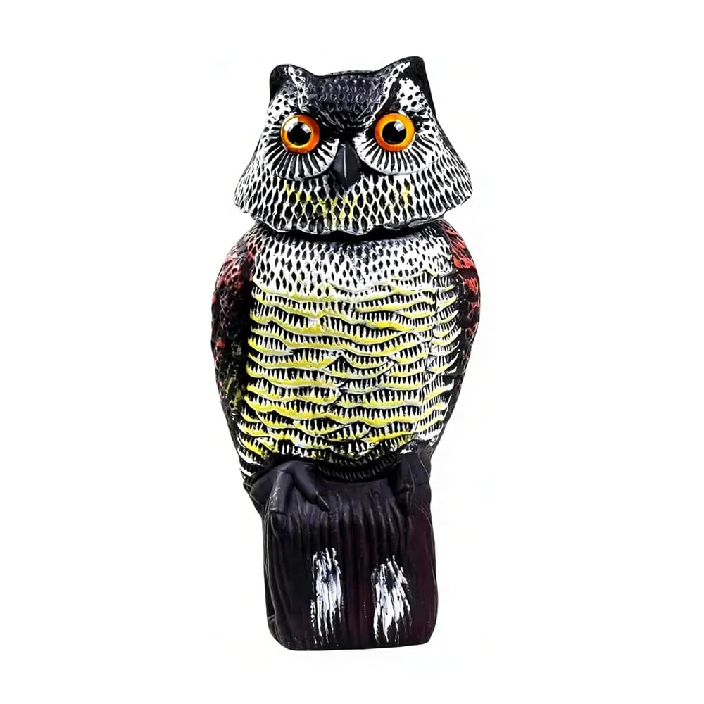 2 Pack Pigeon Deterrent, Owl Decoy to Scare Birds Away, Rotating Head Bird Deterrents, Pest Repellent, Bird Control Outdoor Yard, Patios,Garden Protectors (2)