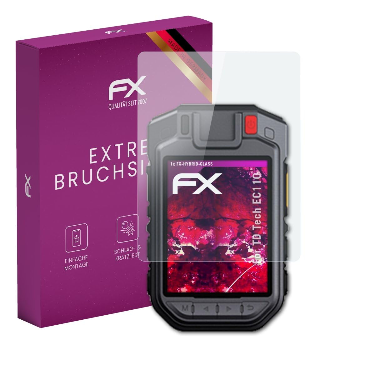 atFoliX Plastic Glass Protective Film compatible with TD Tech EC110, 9H Hybrid-Glass FX Screen Protector