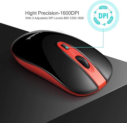 Miniatura 5 de LeadsaiL Wireless Computer Mouse, 2.4G Portable Slim USB Mouse, Silent Click Laptop Mouse with One AA Battery 3 Adjustable Levels, 4 Buttons