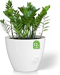 ZMTECH paquet de 2 10 Pots de plantes de pouce avec arrosage des lèvres auto-arrosage Planters avec trous de drainage et pot de fleurs amovibles de Saucer en plastique pour les plantes d'extérieur intérieur (Gray)