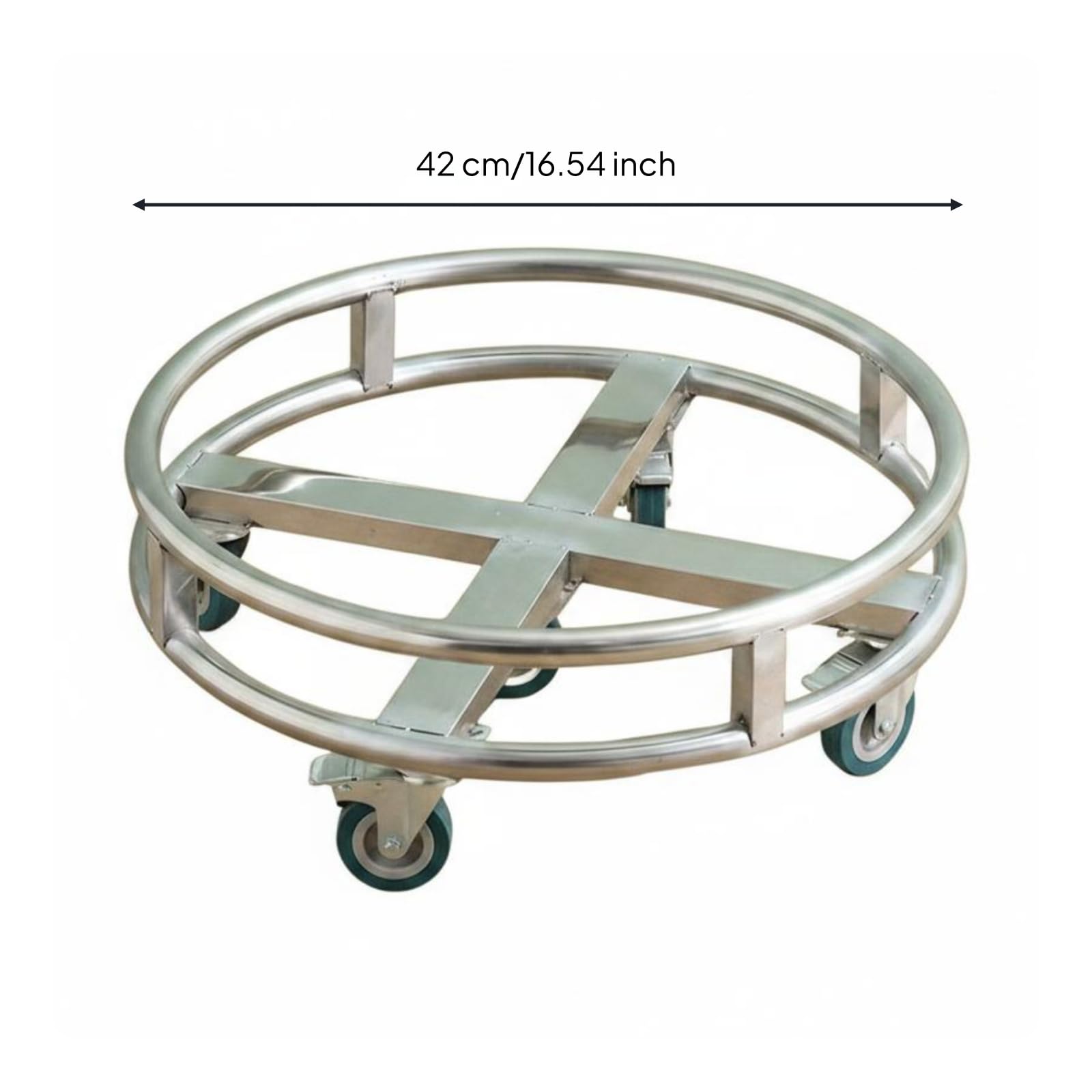 TAIZhiChen Supporto Mobile in Acciaio Inox Robusto Telaio Porta-Bollitore in Acciaio Piano di Lavoro Ampio Attrezzatura su Ruote per Ristoratori, Catering, Mensa, 42 Cm, Con Freno