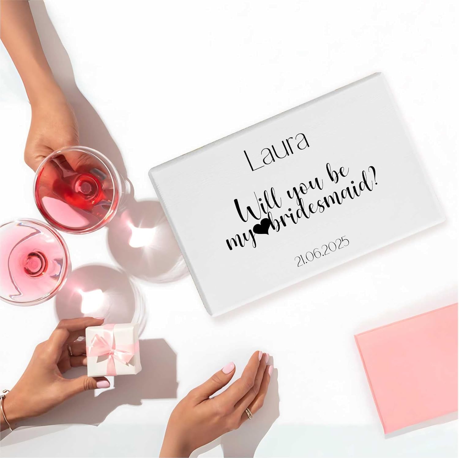 Personalized White Wooden Wedding Box Storage Box - Bride to Be | 11.8x7.87x5.51in (+-0.5) | Minimalistic | Hinged Lid Handles Engraving | Gift Box | UNSANDED Keepsake Souvenir Chest