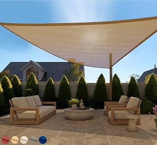 GORILLA GRIP Heavy Duty Sun Shade Sail for Outdoor Patio, 12x12x12 FT, Sand