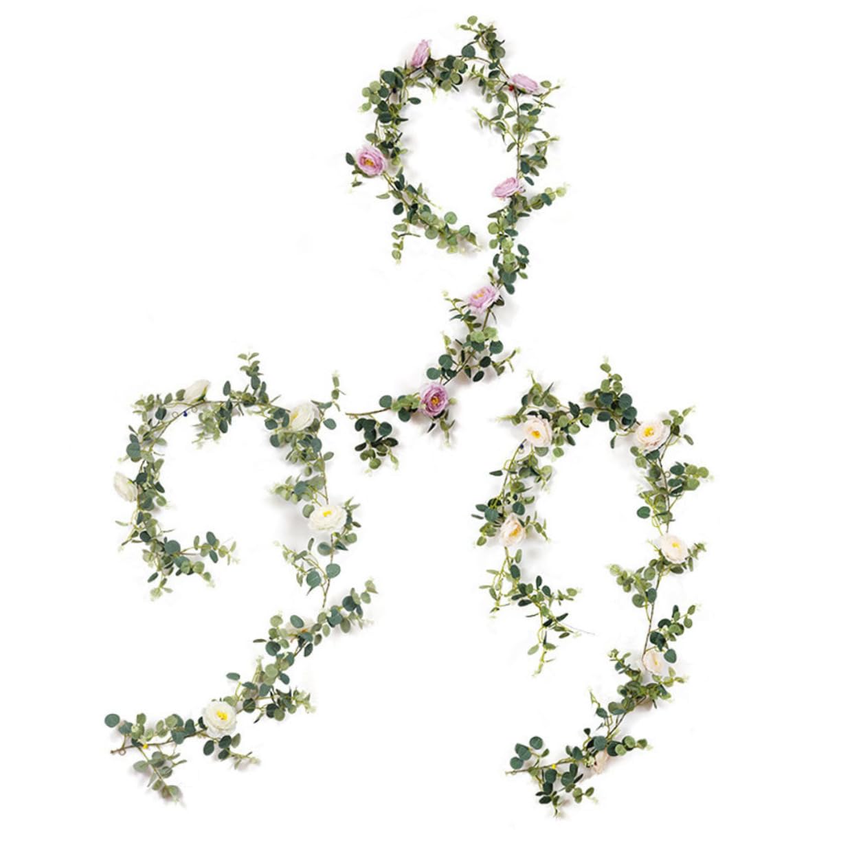 Cabilock 3stücke Künstliche Rattan Girlande Mit Rosen Dekoration Für Hochzeiten Partys Und Wohnräume Hängende Blumen Für Türen Und Spiegel Umweltfreundliches Material Leicht Zu