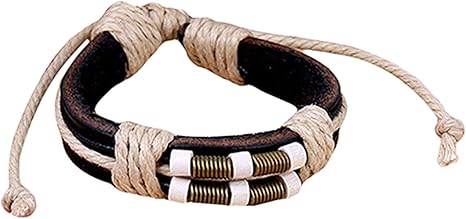 Braccialetto semplice bohémien per feste estive, 3 braccialetti multistrato, accessori alla moda, in finta pelle, perline in legno, per uomo