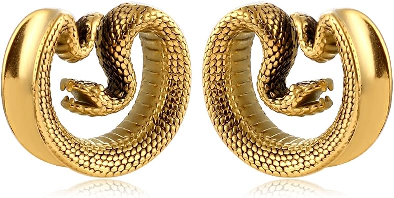 8mm-25mm 0g-1" Snake Saddle Plugs Ear Gauges Tunnels Hypoallergenic 316 Stainless Steel Earrings Plugs Piercing For Ears Expander Body Jewelry 2PCS