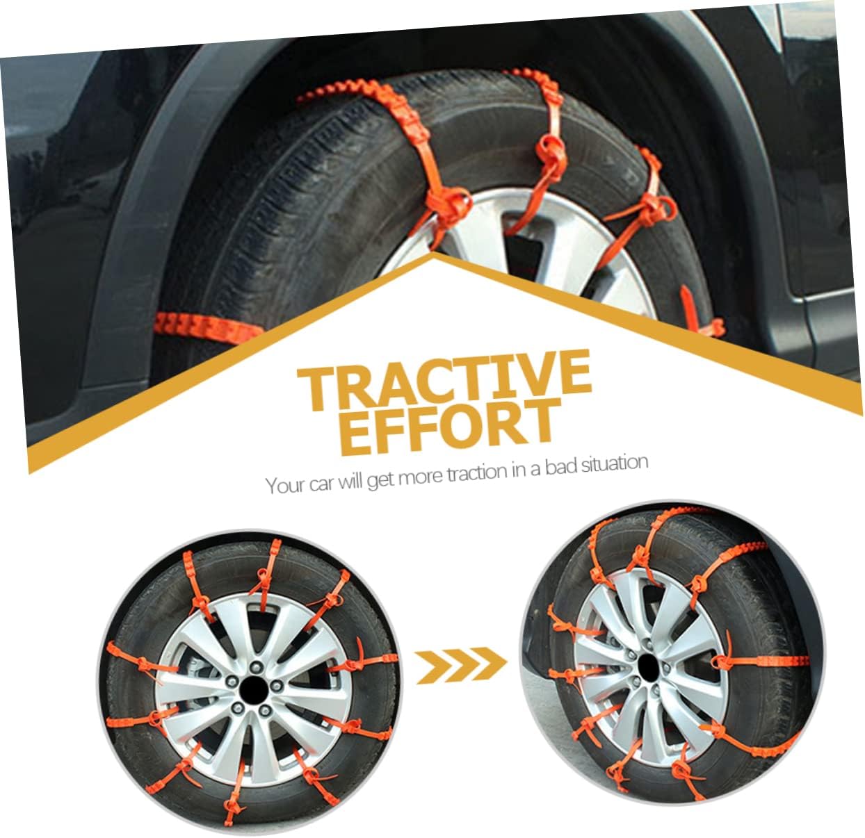 10pcs Passenger Car Tire Chain Skid Car Chains Plastic Tire Cables Zip Ties for Winter