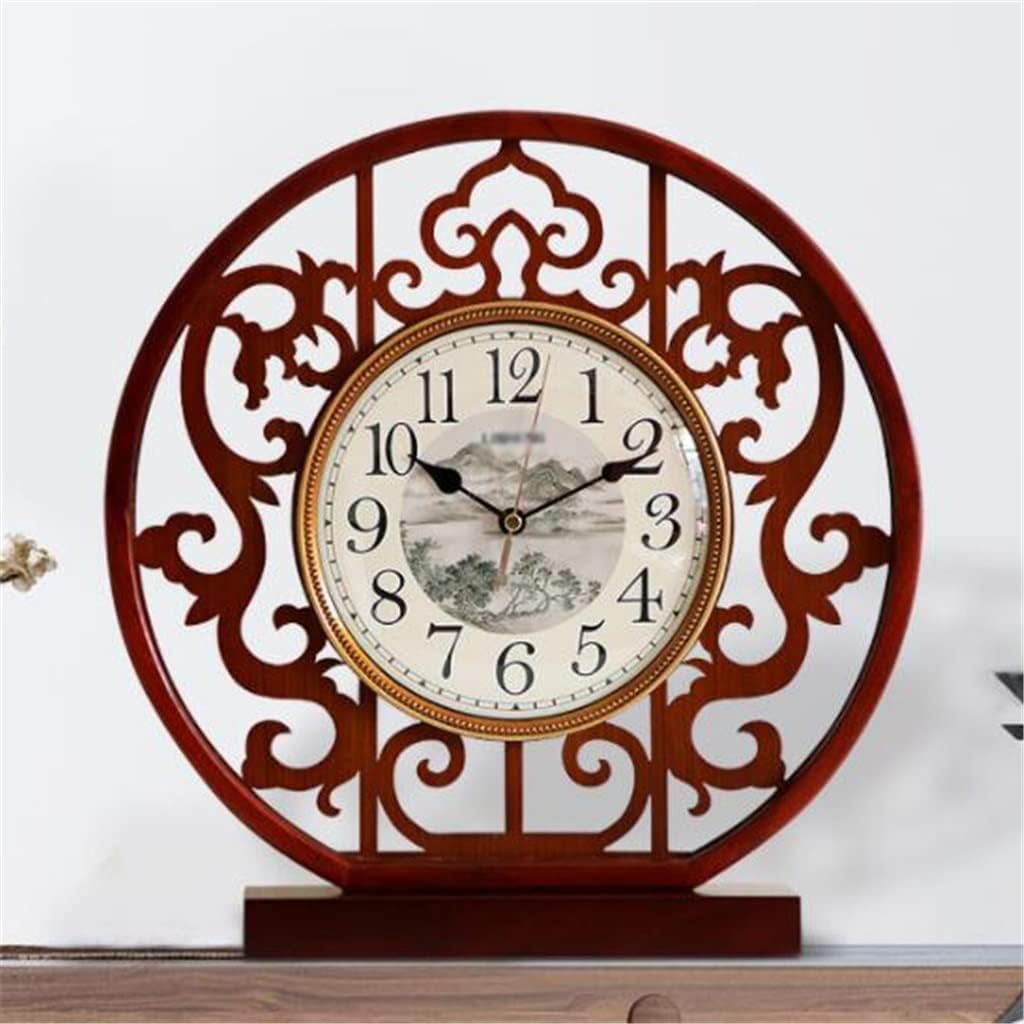 Clocks Table Clocks Table Clocks Living Room Home Clocks Mute Solid Wood Desktop Desktop Ornaments (Color : A, Size : 2436CM)