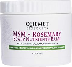 Qhemet Biologics MSM + Rosemary Scalp Nutrients Balm | Scalp Food for Hair Growth | MSM, Rosemary, Bhringraj, Castor Oil & Coconut Oil | For Dry Scalp, Thinning & Slow Growth | Vegan (4 oz)
