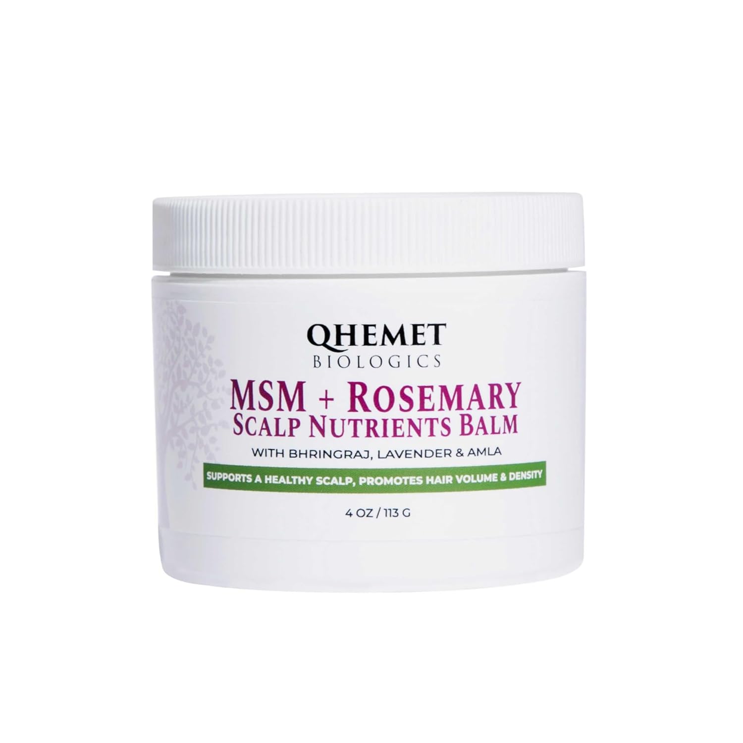 Qhemet Biologics MSM + Rosemary Scalp Balm for Hair Growth - Vegan Nourishing Pomade with Bhringraj, Castor Oil for Dry Scalp & Thinning Hair, 4oz