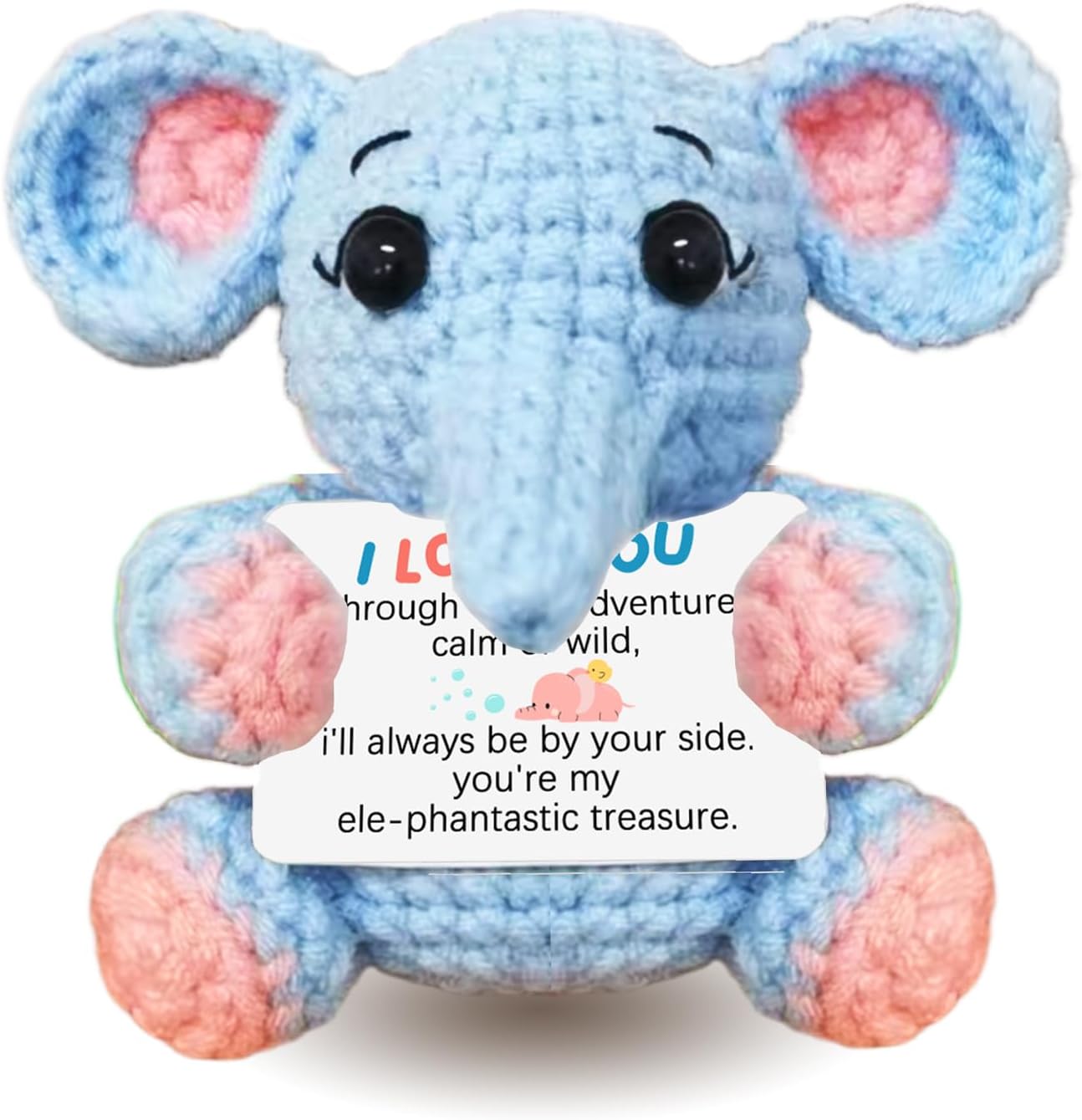 Kihraw Positive Elephant Crochet Gifts for Mom - Inspirational Crochet Elephant Gifts - Handmade Inspirational Gift with Card for Lover Mother’s Day