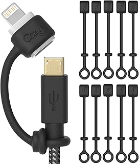 [10-Pack] Charging Cable Keeper/Holder/Adapter Tether, Compatible with Micro USB adapters, Apple Pencil USB-C Adapter | Perfect for Keychain, Car, Travel (Black - 10 Pack)