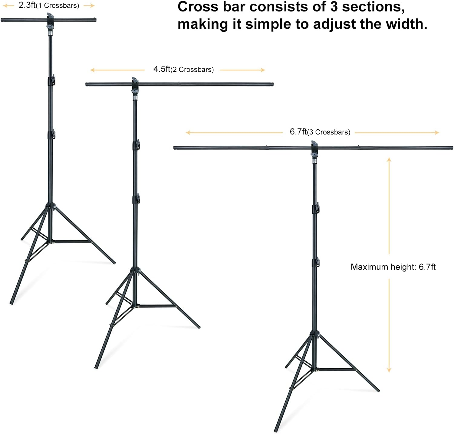 LINCO 6.5ft x 6.5ft T-Shape Portable Background Backdrop Support Stand Kit 4197T