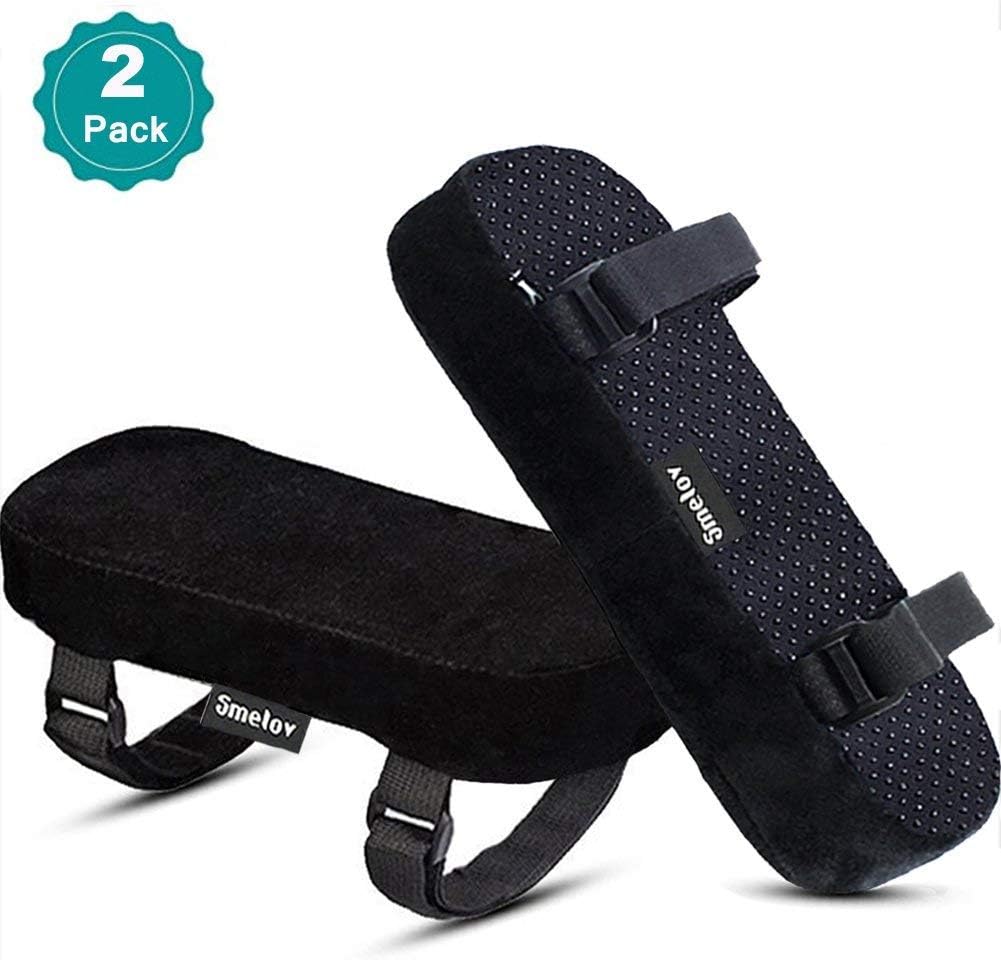 SMELOV ® Elbow Cushion，Chair Armrest Pad Covers for Wheelchair ，Memory Foam Elbow Pain Relief，for Office and Home (2 Piece Set)