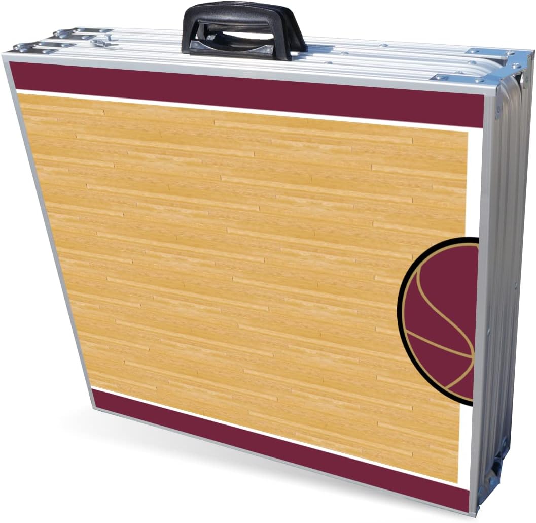 8-Foot Folding Portable Pong Table w/Optional Cup Holes & LED Lights - Cleveland Basketball Court (Choose Your Model)