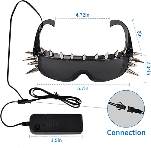 Miniatura 3 de LED Punk Sunglasses Gothic Sunglasses - Glow in the Dark Glasses for Rave Party, Cyberpunk Style