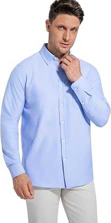 Men's Oxford Shirt Long Sleeve Button Down Shirt with Pocket