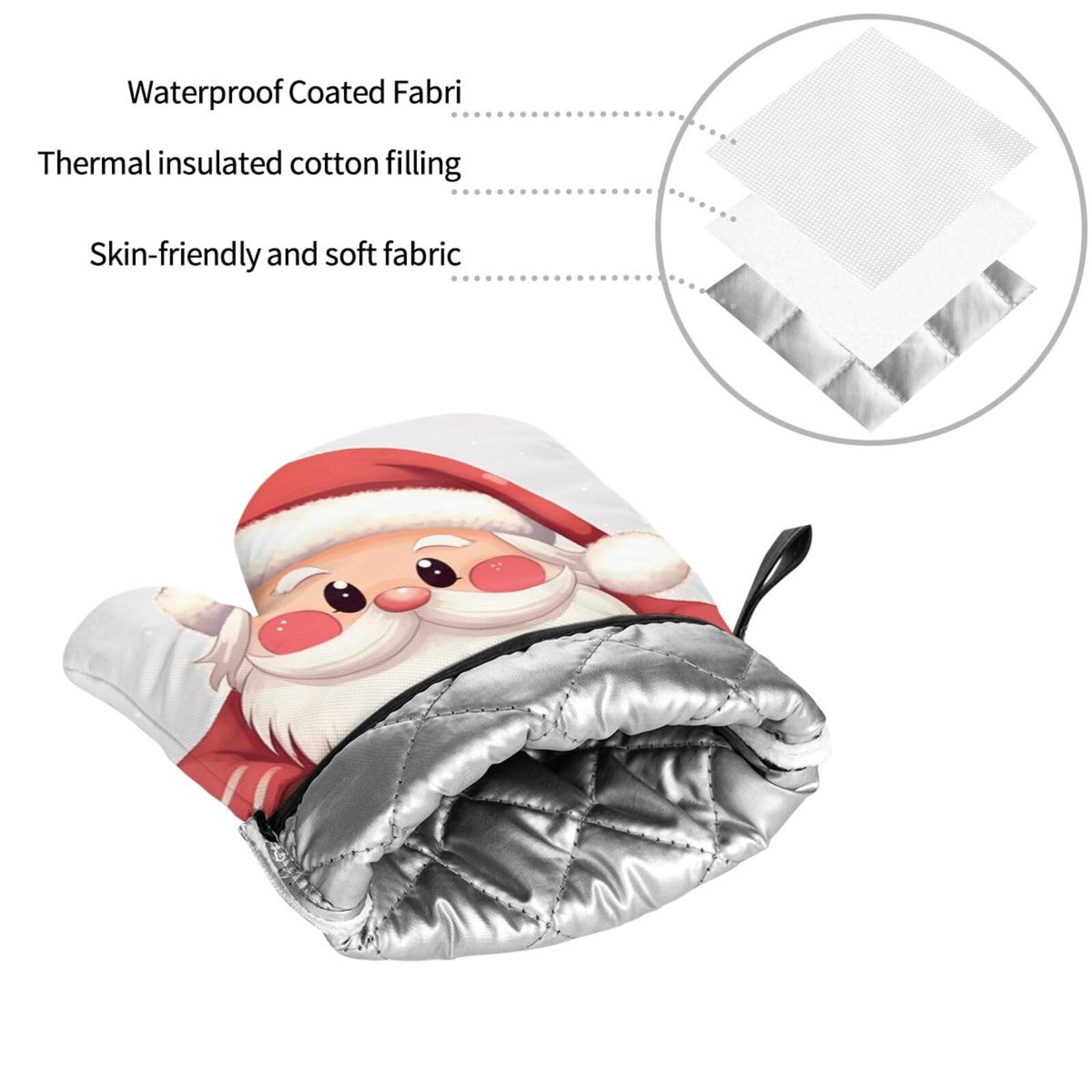 Ofenhandschuhe & Topflappen Im Weihnachtsmann-Design – 3-teilig, Hitzebeständig Bis 200°C, Perfekt Für Küche & Grill