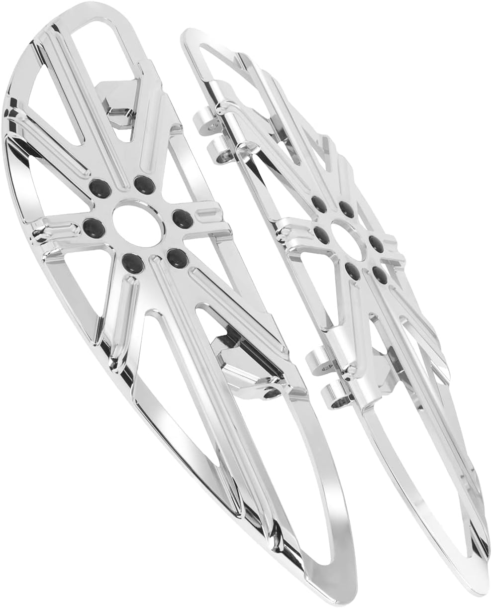Motorcycle Front Driver Rider Footboards Foot Pegs Fit for Harley Touring Softail Dyna FLD Road Glide Road King Street Glide, Drive Footboards Fit for Harley Touring and Trike 1986-2023 Chrome