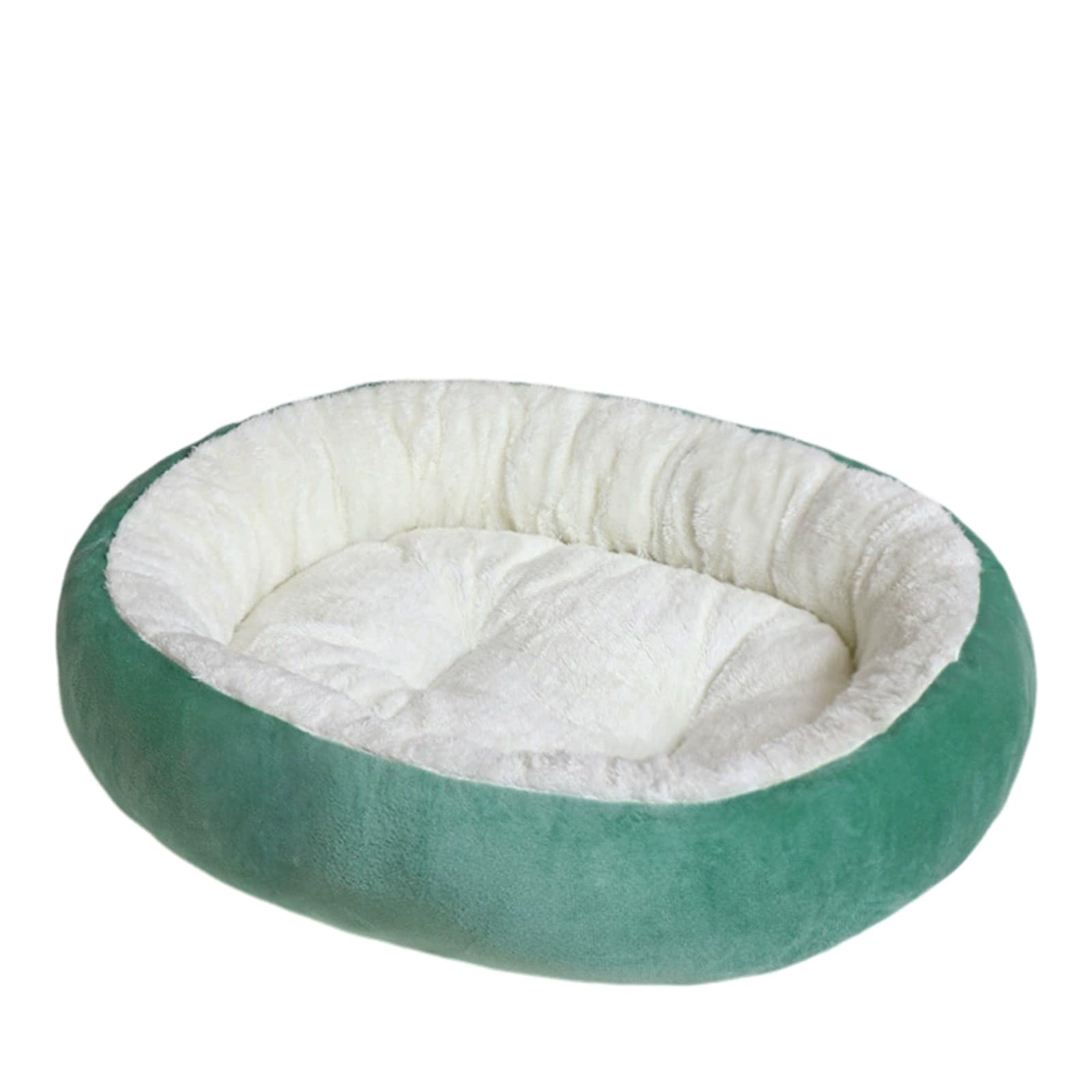 Mateju Plush Donut Pet Bed, Fluffy Pet Cushion Thick Warm Soft Plush Dog Cat Bed for Indoor Calming Puppy Kitten Petbed with Non Slip Bottom, Machine Washable, for Small Medium (Green,M 42x50cm)