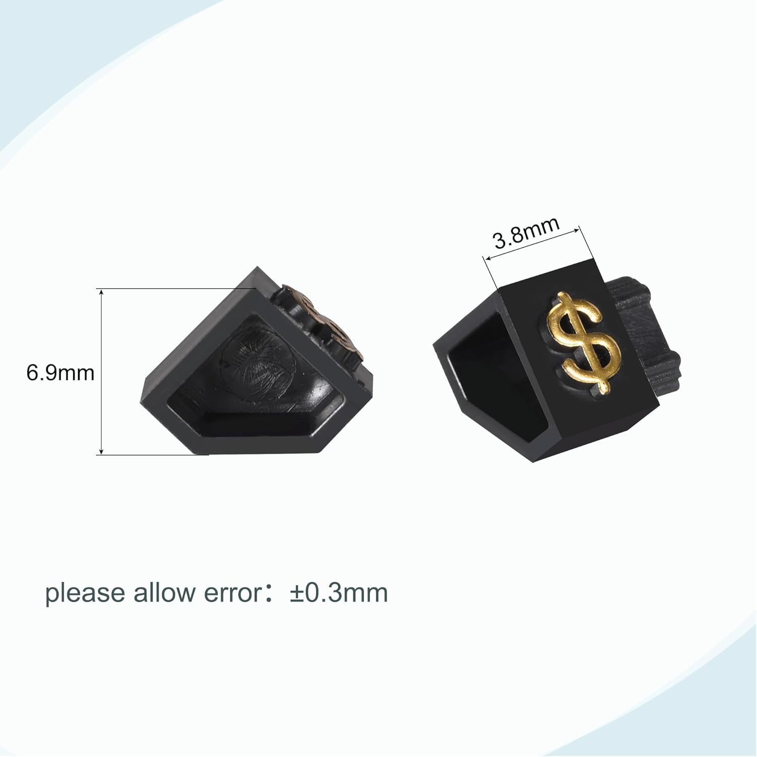MECCANIXITY Adjustable Removable Mini Cube Price Tag Display Number Letter Price Label Stand Block Kit for Shop Counter Gold on Black,3.8x6.9mm,14 Sets
