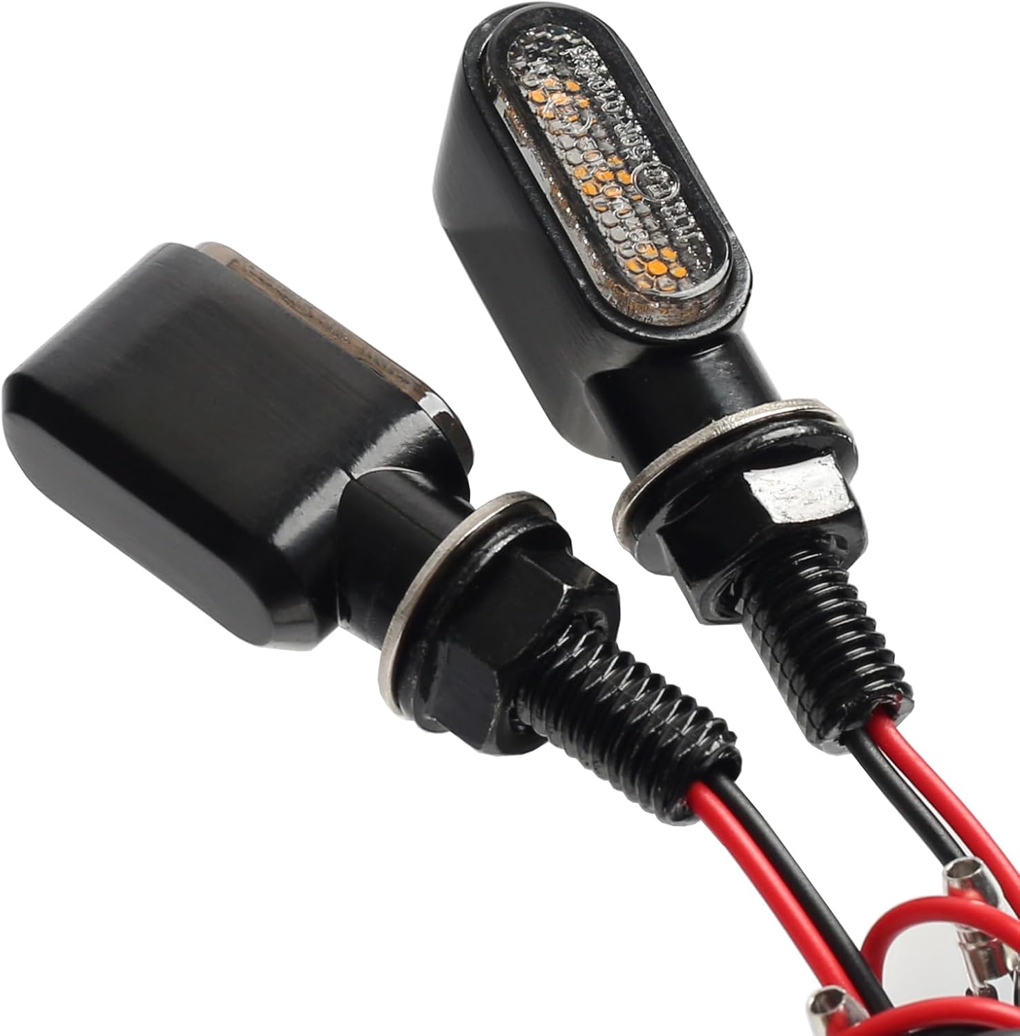Mini Bullet LED Motorcycle Turn Signals w/Flasher Relay, Anodized Aluminum Blinkers Front Rear 12V Amber Indicators, Hyper Flash Fix Universal Lights for Harley Honda Suzuki Dirt Bike Cruiser ATV