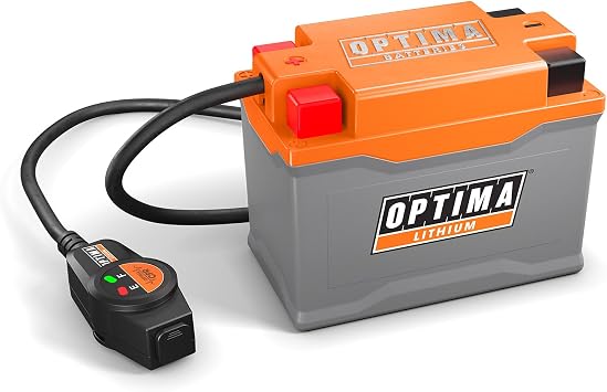 OPTIMA QUAD7 ORANGETOP Lithium Battery - Built-in Engine Start Reserve with BMS and Powerlink Cable - 190 Cranking Amps, 3AH, LED Display, Storage Mode - Replaces YTZ7S, YTX5L-BS, YTX7L-BS, YTX4L-BS