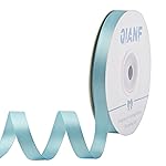 QIANF 3/8 Inch Double Face Satin Ribbon Light Blue Ribbon for Gift Wrapping Hair Bows Making Chair Sash Valentine\'s Day Wedding Birthday Party Invitation Decorations Floral Craft Sewing, 25 Yards