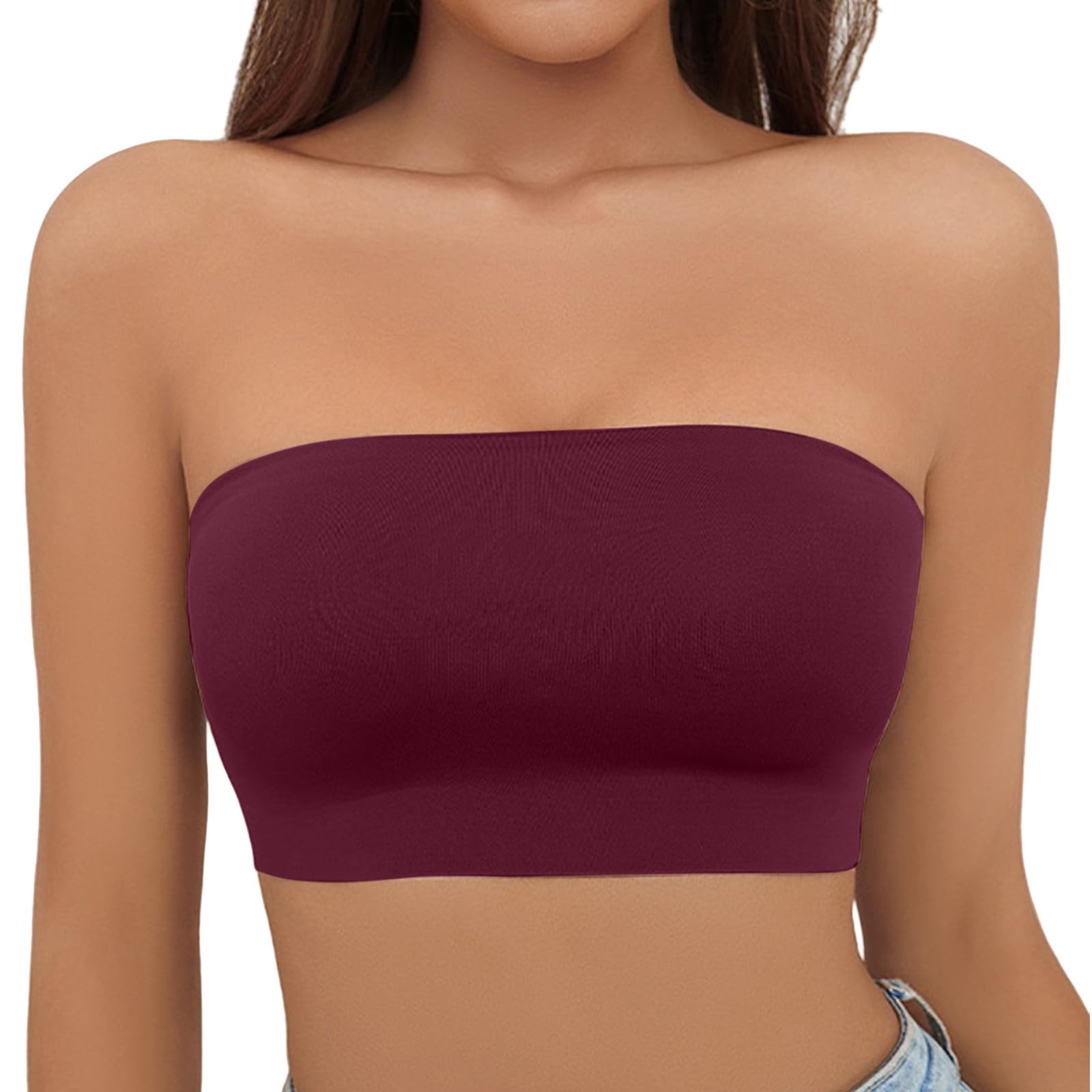 Trägerloser BH für Damen, Push-Up, abnehmbar, für schlaffe Brüste, Sport-Tops, weich, bequem, bequem, bequem, leicht, unsichtbar, für Herbst und Sommer