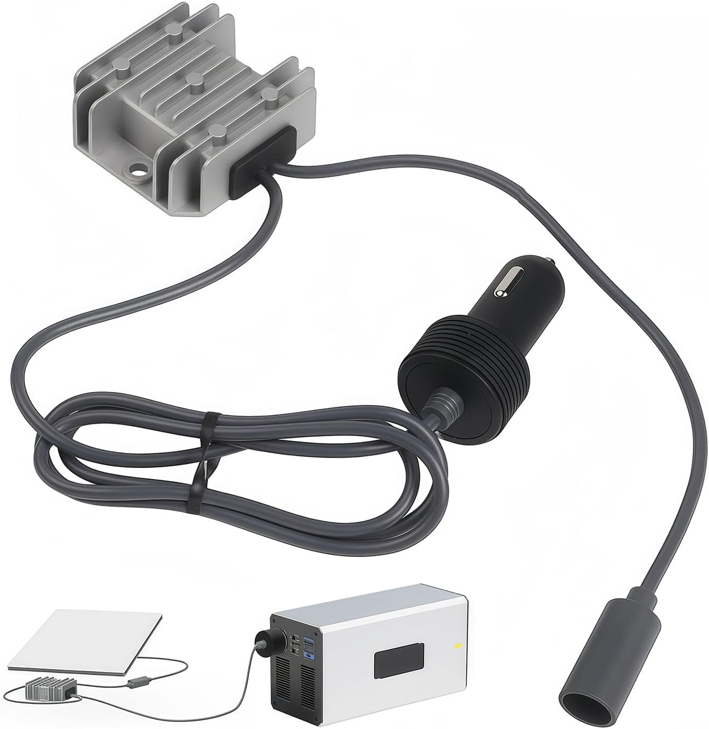 Starlink Mini Cable Car Adapter with Step Up Converter, 12V Power Cable with Cigarette Lighter Plug, 10-28V to 30V 3.5A Conversion Kit for Truck RV No Worry About Voltage Drop or Rise