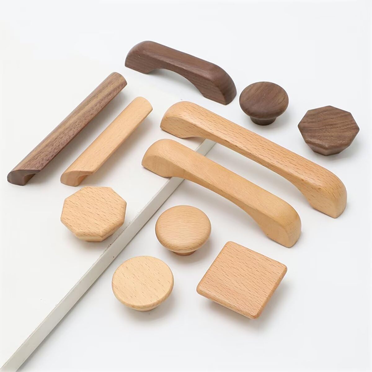 2PCS Mushroom Shape Unfinished Drawer Knobs,38mm Wood Knobs with Screws - Natural Wooden Door Knob Hardware - Furniture Cabinet, Wardrobe, Cupboard & Drawer Pull Handles