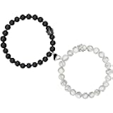 Valentine’s Day Couples Gifts, His and Hers Matching Bracelets, King & Queen Heart Jewelry for Boyfriend Girlfriend, Long Distance Relationship Anniversary for Men Women