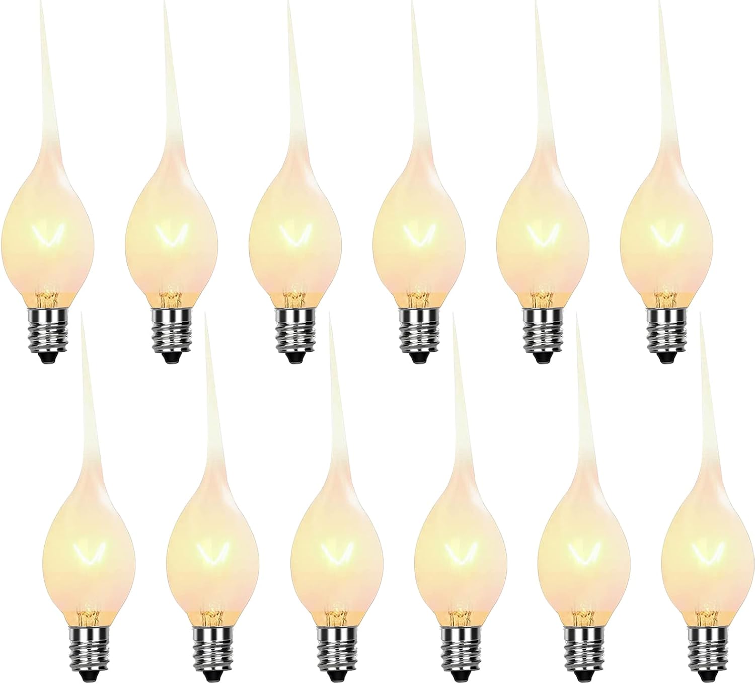 Silicone Dipped Candle Light Bulbs, 5 Watts Country Style Candle Replacement Bulbs, Christmas Decoration Night Light Bulbs for Electric Window Candles Chandeliers, C7/E12 Candelabra Base, 12 Pack