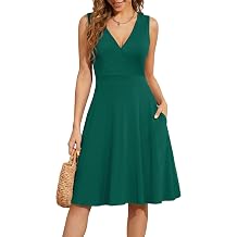 WEACZZY Summer Dresses for Women V Neck Wrap Sundress Sleeveless Flowy Tank Dress Beach Holiday Sundresses with Pockets