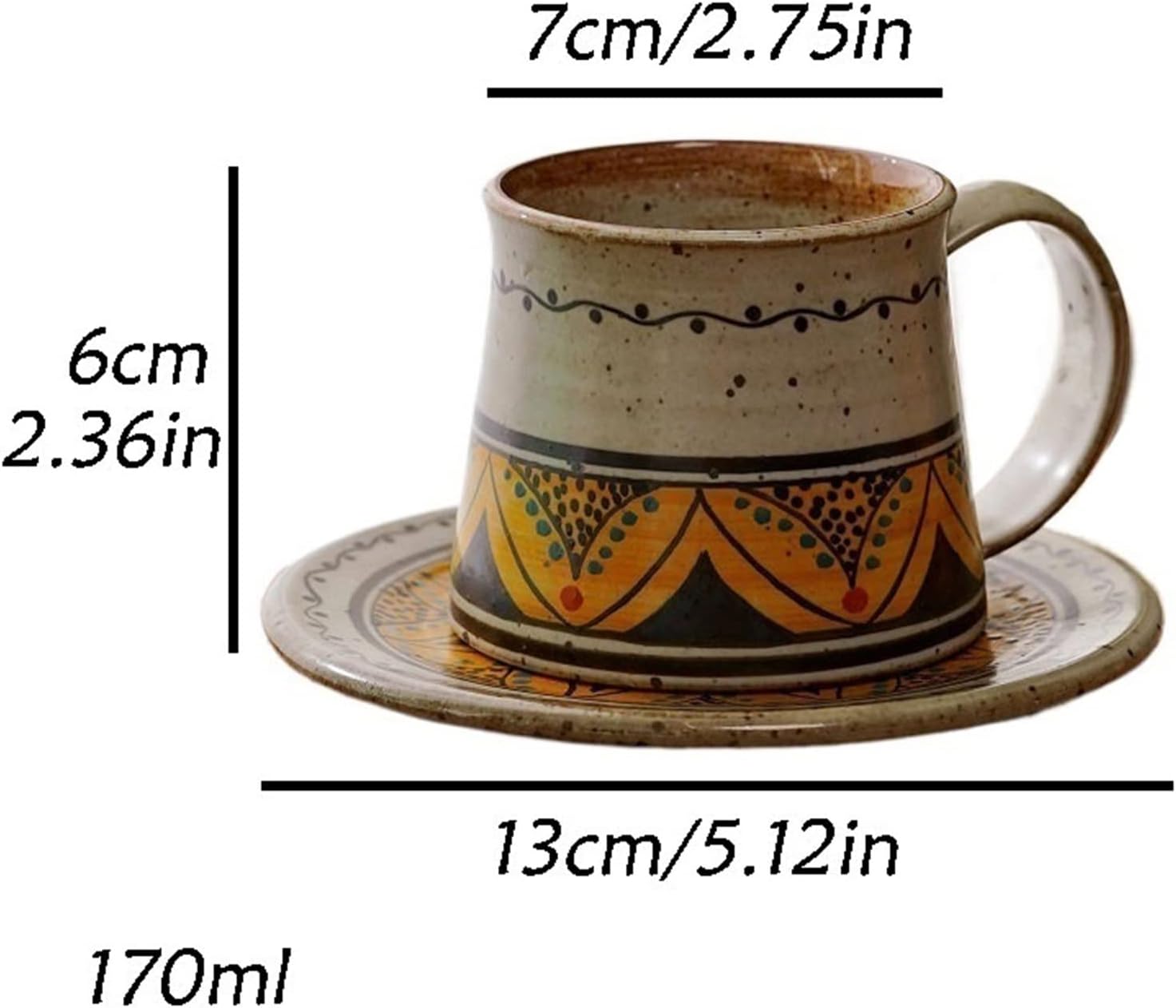 Mug Cups 170ML Handmade Vintage Coarse Ceramic Coffee Mug High-end Exquisite Ceramic Mug Hand Brewed Coffee Cup and Saucer Set Coffee Mug (Color : 1)