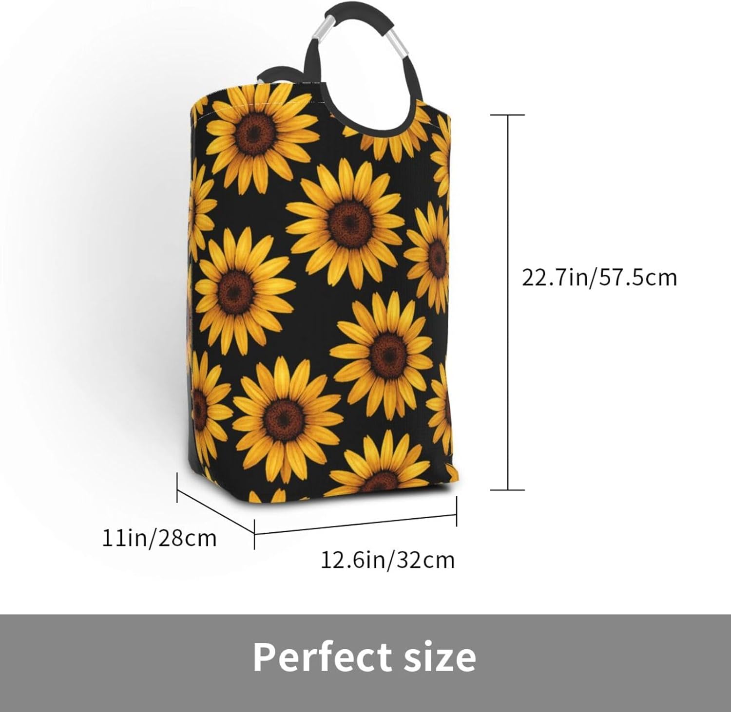 50l Laundry Basket Sunflower Pattern Waterproof Laundry Hamper Foldable Clothes Laundry Bag With Handles