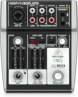 Behringer XENYX 302USB 5-Input Mixer mit XENYX Mic Preamp und eingebautem USB Audio Interface