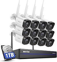 ANNKE Wireless Security Camera System, 16CH 4K NVR CCTV Camera System with 1TB HDD, 12X 3MP Wi-Fi Cameras, 24/7 Recording, Human Detection, Two Way Audio, Email App Alerts, No Monthly Fee