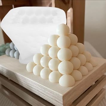 Pyramid Bubble Cube Silicone Candle Molds, DIY 3D Geometric Spherical Candle Mold for Candle Making Resin Soap Casting, Quadrilateral Ball Molds for Boho Style Home Decor Ornament