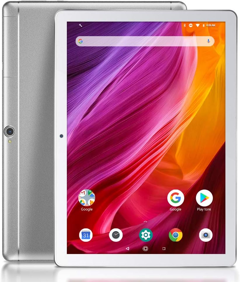 Dragon Touch 10 Inch Tablet, 2GB RAM 16GB ROM Storage, Quad-Core Processor, 10.1 IPS HD Display, Micro HDMI, Android Tablets 5G Wi-Fi, Metal Body, K10 Model, Sliver