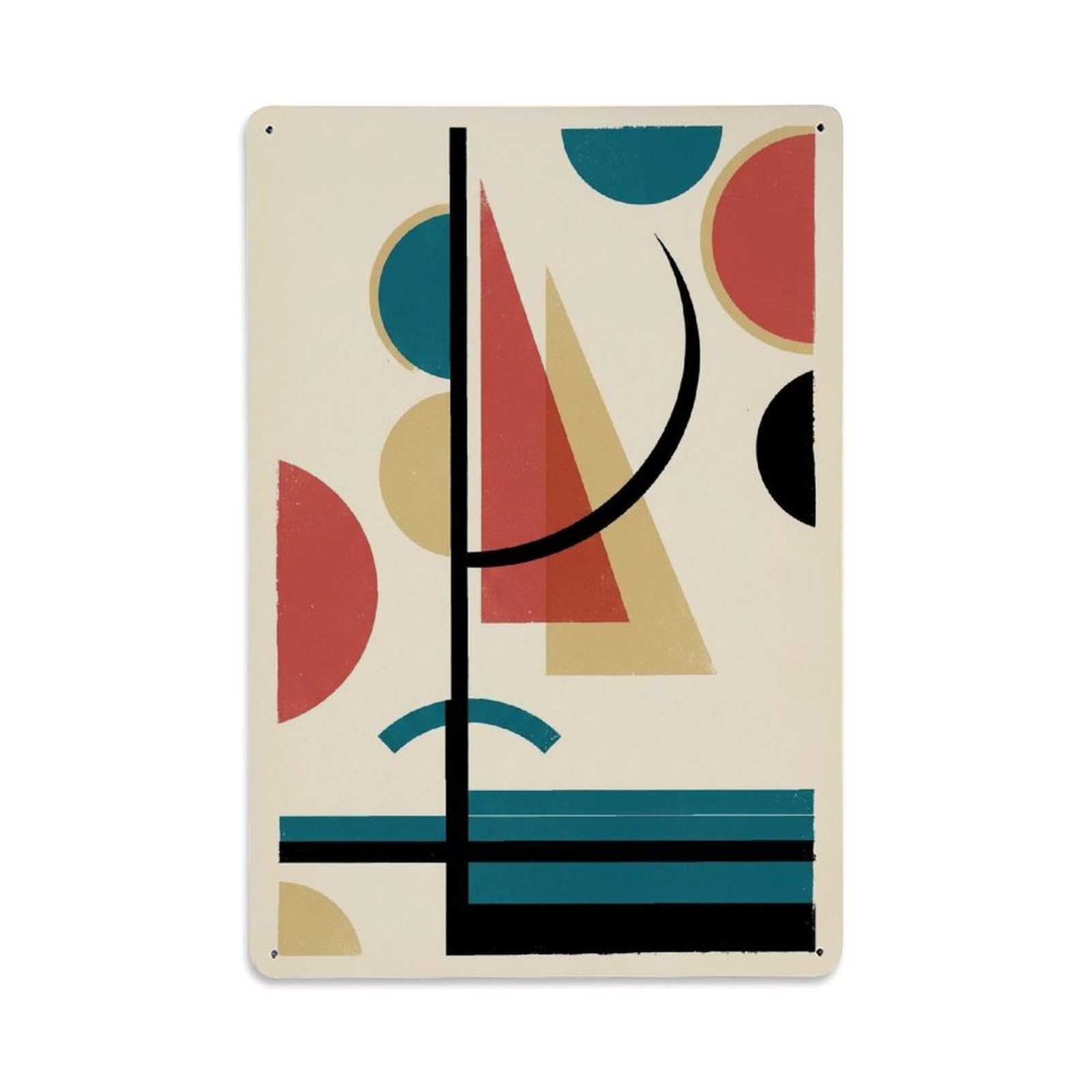 Line Pattern Seaside Sailboat Retro Nautical Blocks Metal Tin Sign Plaque Wall Decor for Cafe, Man Cave, Club Bar, Office, Home Garden Round Metal Poster 8x12Inch