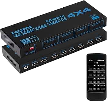 HDMIマトリックス 4入力4出力 HDMIマトリックス スイッチャー HDMIマトリックス セレクター 4x4 IRリモコン付き 4画面 分配 HDMI 1.4対応 Amazon | HDMIマトリックス 4入力4出力 4K@60Hz HDR対応 HDMI