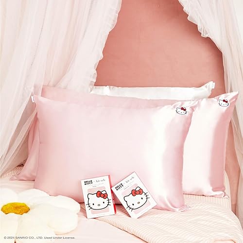 Vista 339 de Kitsch x Elf - Funda de almohada de satén con cremallera de tamaño queen/estándar, para el cabello y la piel, funda más suave que la seda, lavable a
